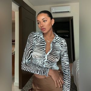 Lioness Collins Mesh Top in Zebra